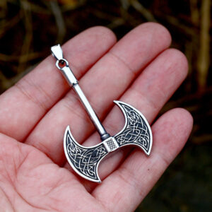 Nordic Viking Celtic Knot Retro Necklace Double-sided Axe Stainless Steel Pendant