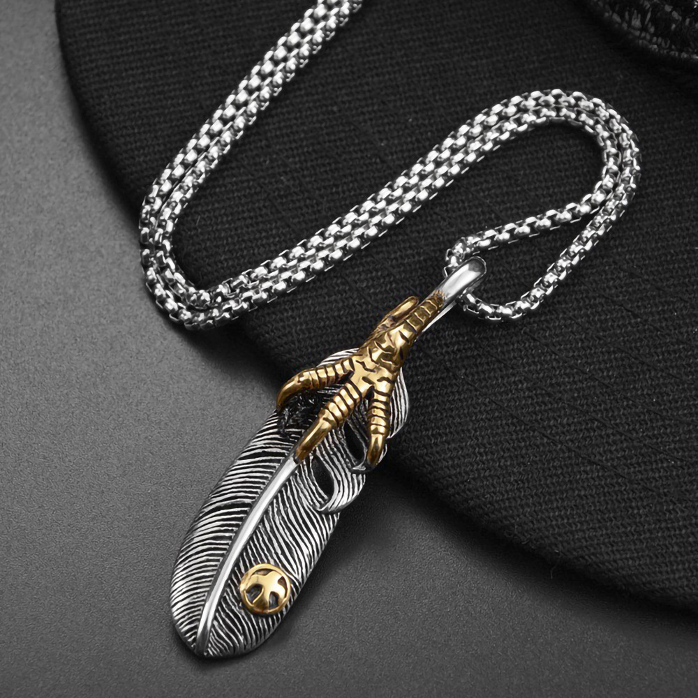 Titanium Steel Casting Feather Pendant Necklace - Image 4