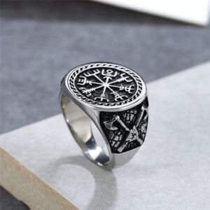 Scandinavian Viking Axe Totem Men’s Titanium Ring