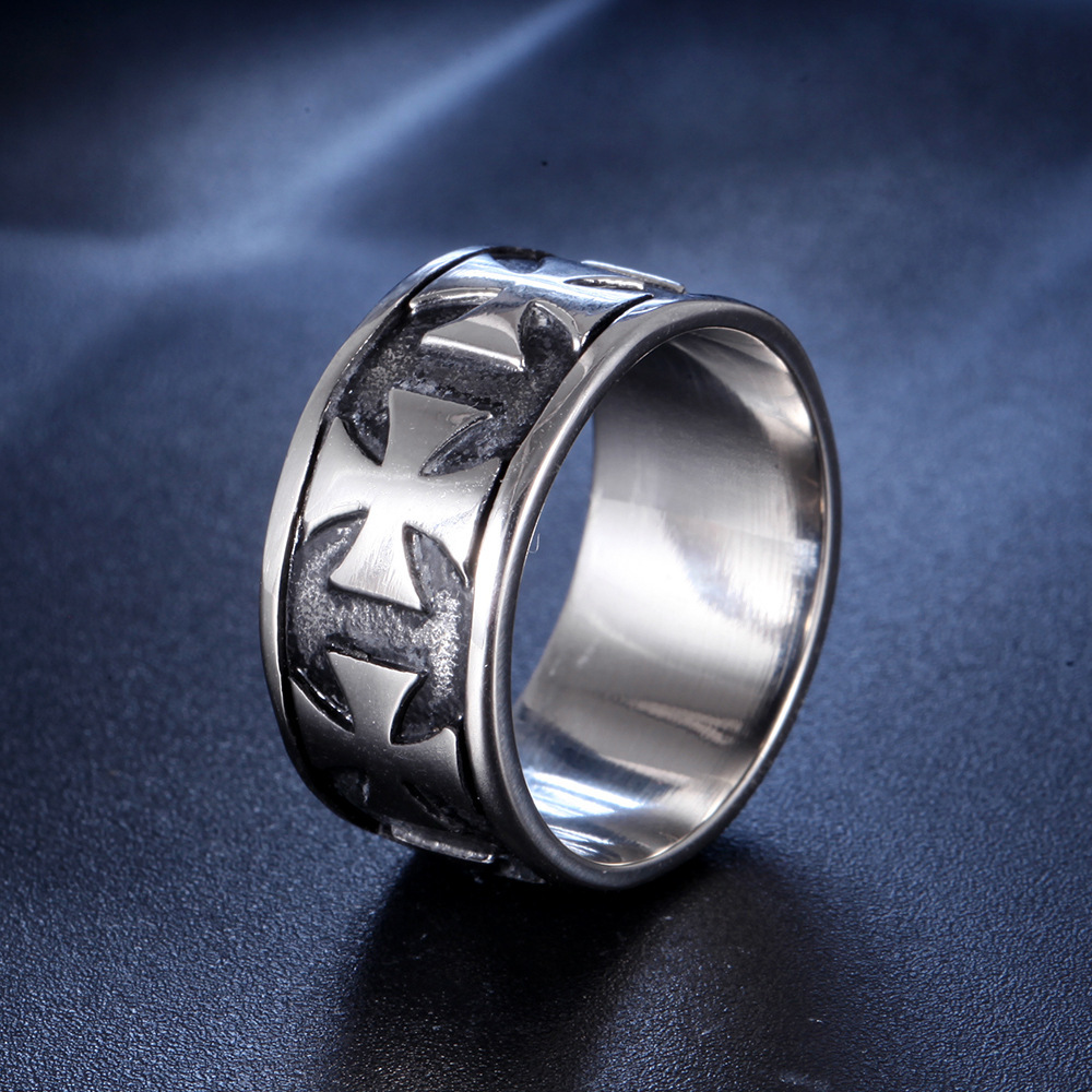 Vintage Cross Men's Titanium Steel Ring - Image 6
