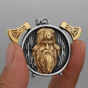 Pendentif Viking Inter Gold Double Axe En Acier Inoxydable