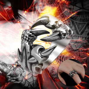 Men’s Domineering Open Dragon Claw Ring Punk Chrome Jewelry Titanium Steel Dragon Claw Heart Party Rings For Men