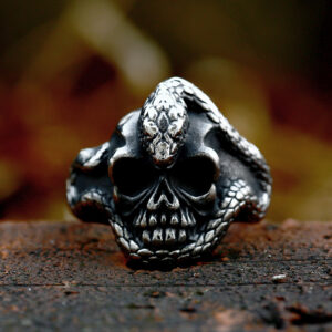 New Domineering Python Skull Titanium Steel Ring