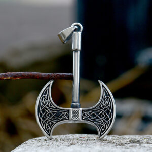 Nordic Viking Celtic Knot Retro Necklace Double-sided Axe Stainless Steel Pendant
