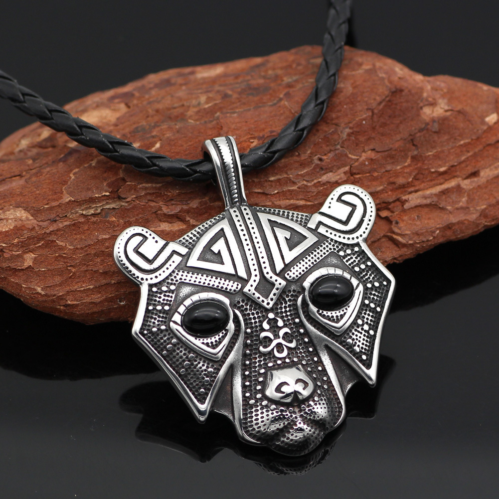 Stainless Steel Norwegian Nordic Viking Bear Head Titanium Steel Pendant Necklace Female Male Trendy Charm - Image 7