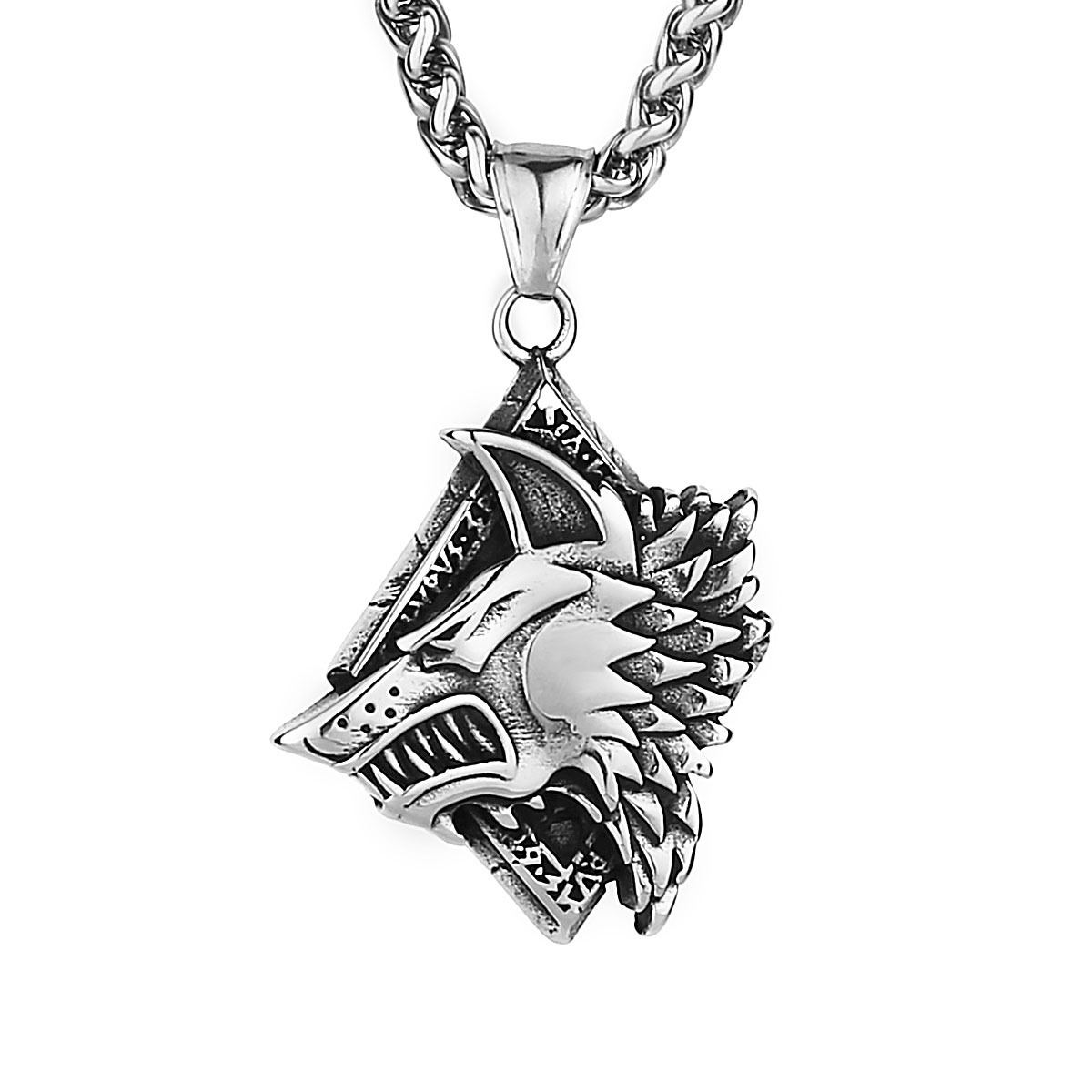 Men's And Women's Fashion Retro Domineering Wolf Head Titanium Steel Pendant Necklace - Image 2