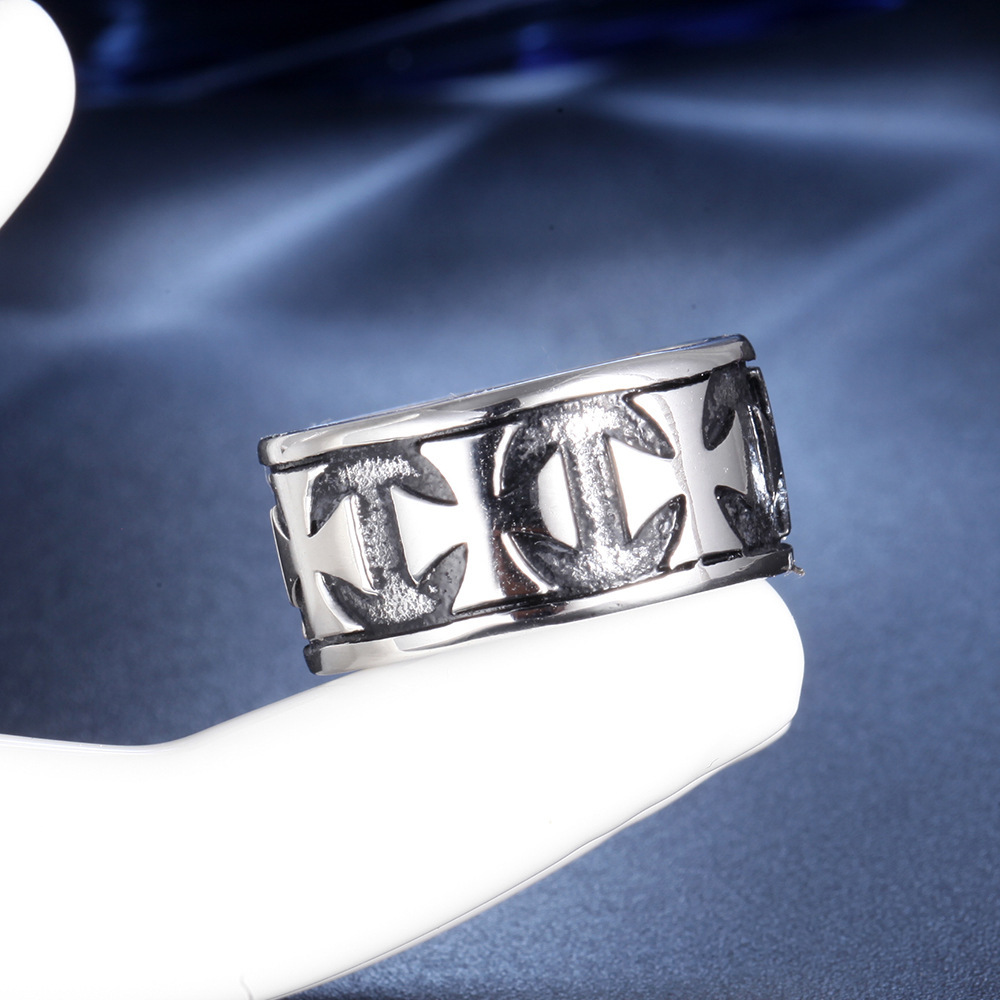 Vintage Cross Men's Titanium Steel Ring - Image 3