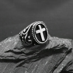 Titanium Steel Personality Vintage Cross Men’s Ring