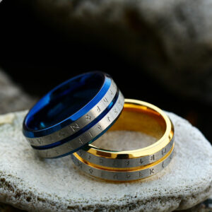 Stainless Steel Men’s And Women’s Rings, Simple Viking Letters