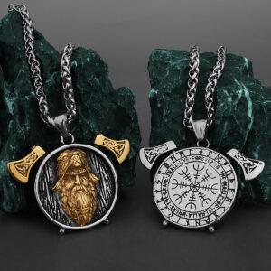 Pendentif Viking Inter Gold Double Axe En Acier Inoxydable