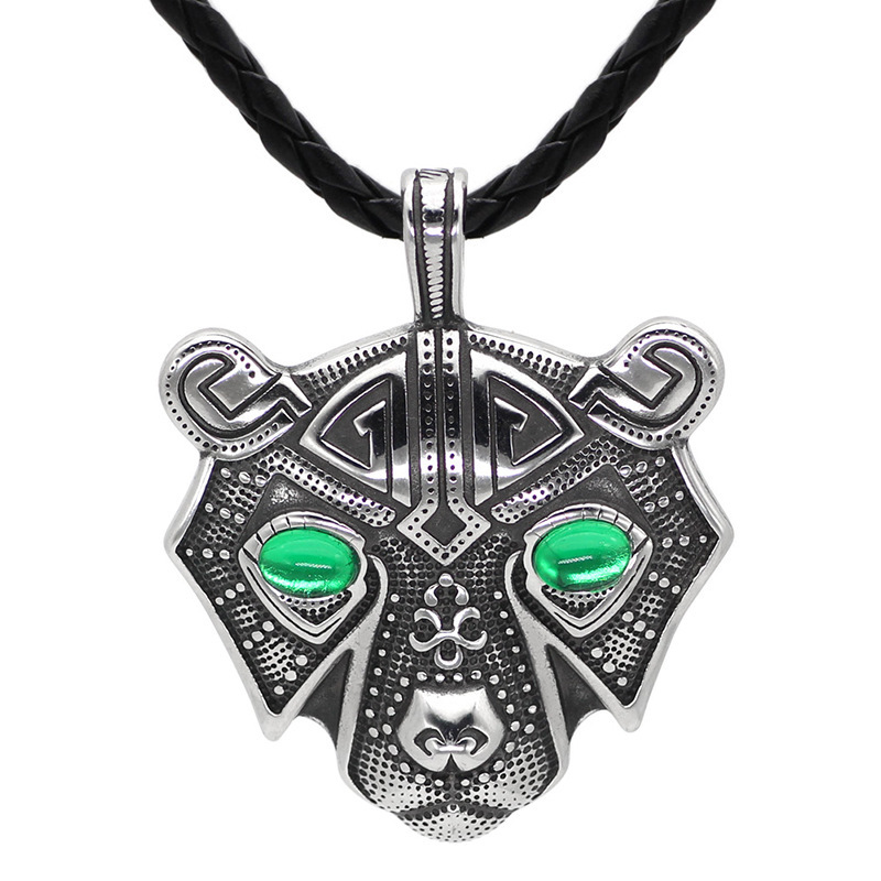 Stainless Steel Norwegian Nordic Viking Bear Head Titanium Steel Pendant Necklace Female Male Trendy Charm - Image 5