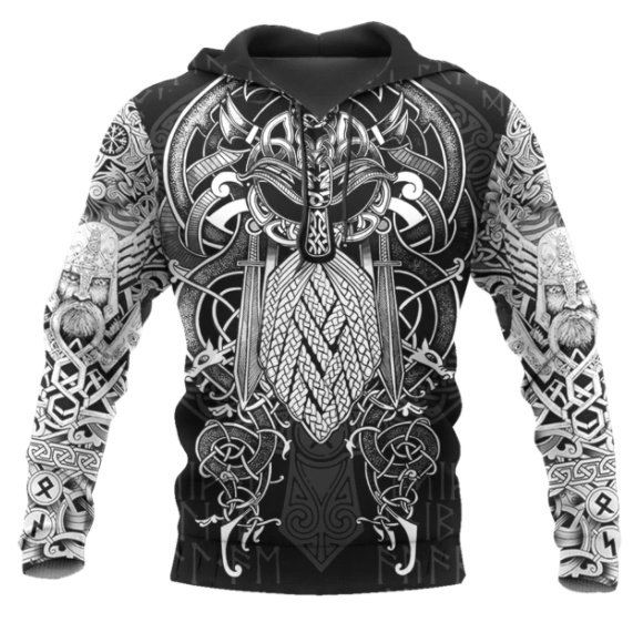 Viking Odin Best Viking Tattoo 3D Hoodies Men Women Hipster Streetwear Outfit - Image 2