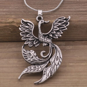 Viking Pendant Phoenix Fire Bird Necklace Vintage Firebird Pendant