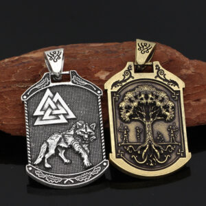Celtic Wolf Odin Pendant World Tree Men’s Necklace Jewelry Long Pendant