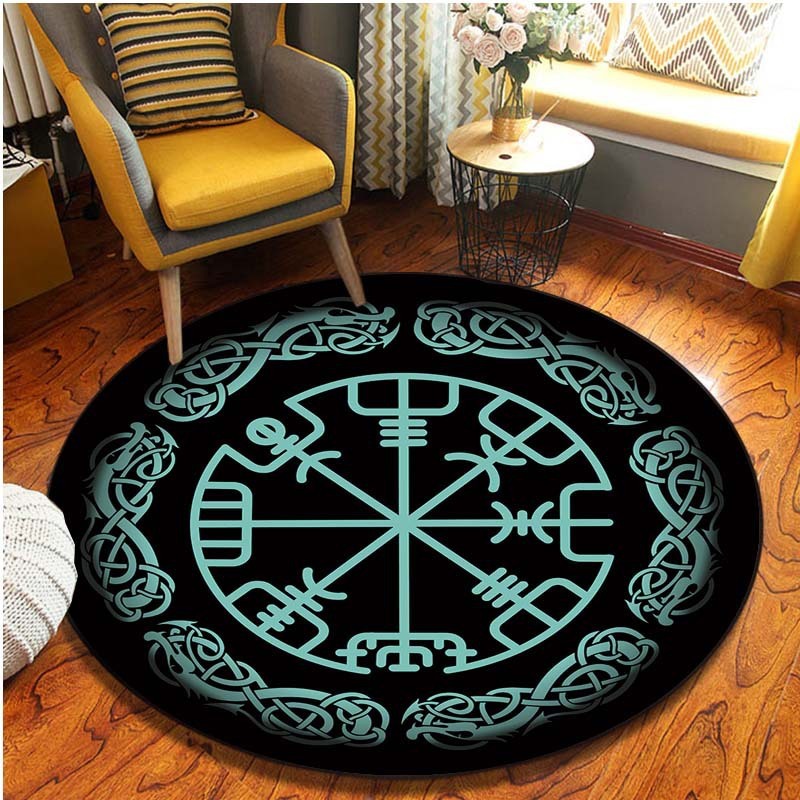 Flannel Carpet Viking Pirate Printed Round Floor Mat - Image 9