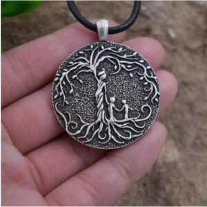 Viking tree of life necklace jewelry Mother and two children, gift for new mother mother’s day gift
