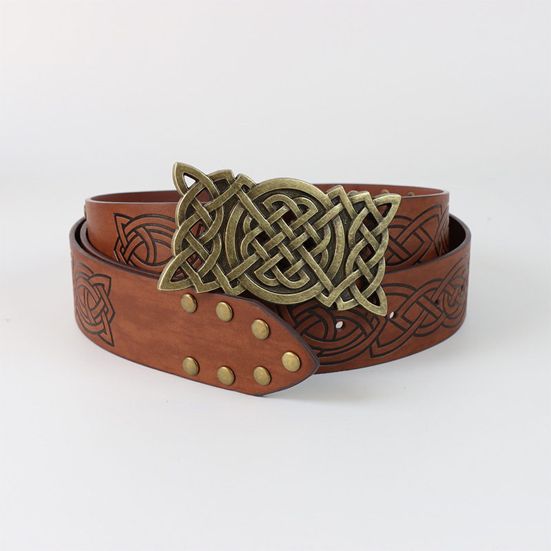 Viking Style Skateboard Buckle Embossed Rivet Belt - Image 7