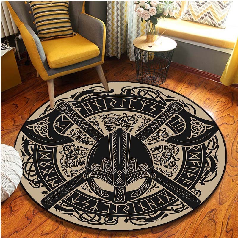 Flannel Carpet Viking Pirate Printed Round Floor Mat - Image 7