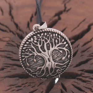 Viking Tree Of Life Zinc Alloy Pendant Vintage Aoding Rune World Tree Round Necklace
