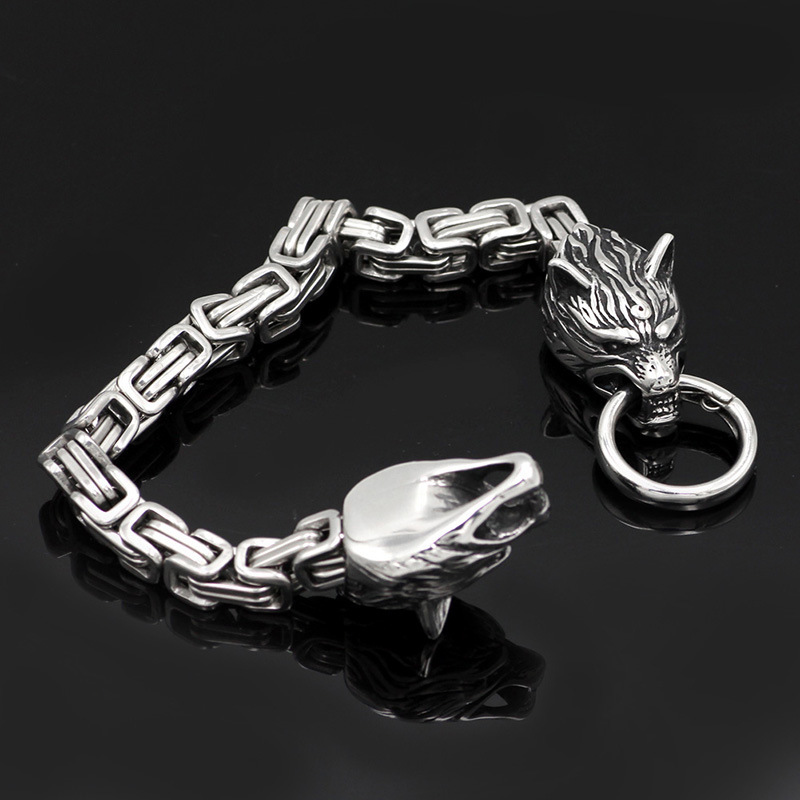 Men's Stainless Steel Viking Celtic Wolf Titanium Steel Bracelet - Image 4