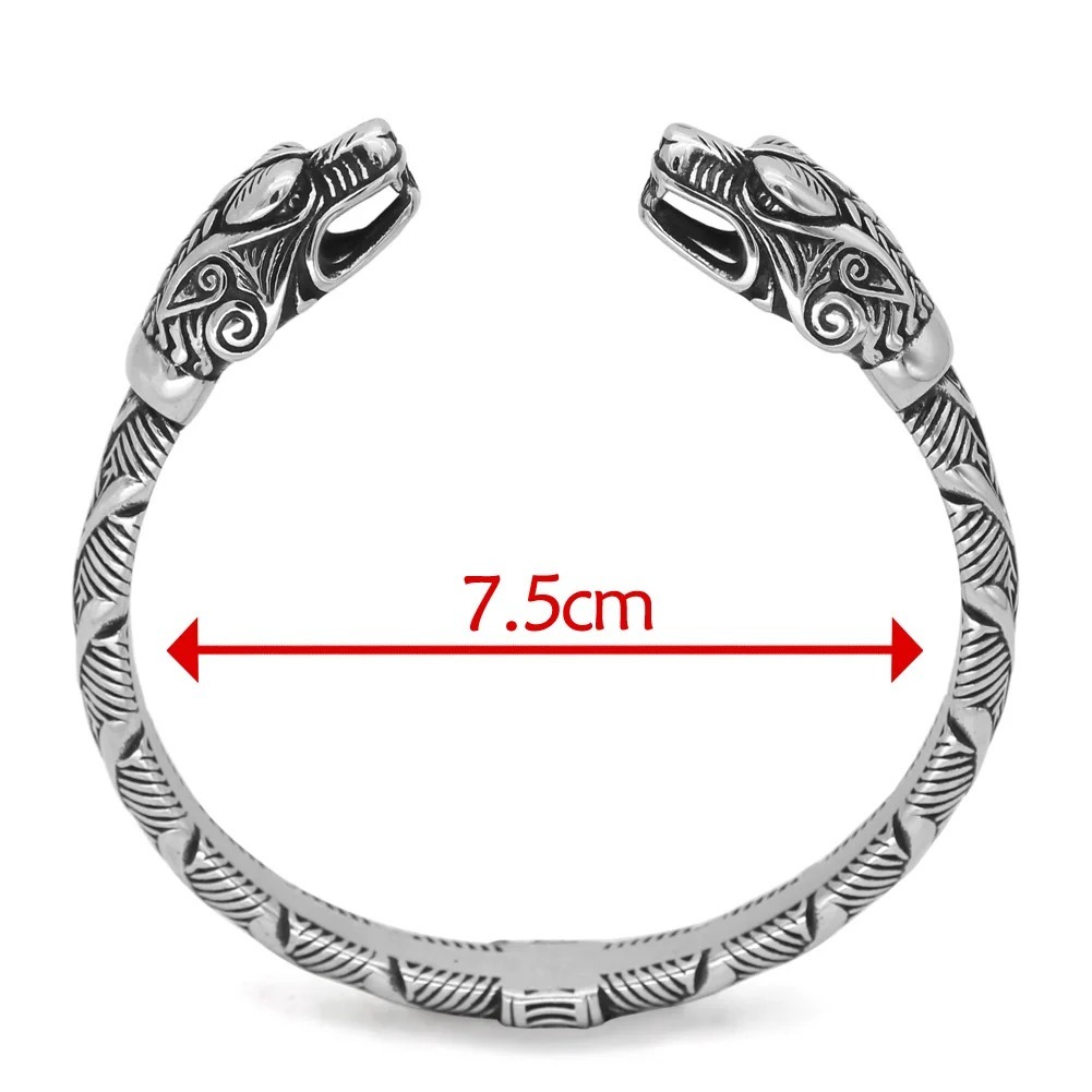 Nordic Vikings Rune Aoding Warrior Crow Titanium Steel Bracelet - Image 5