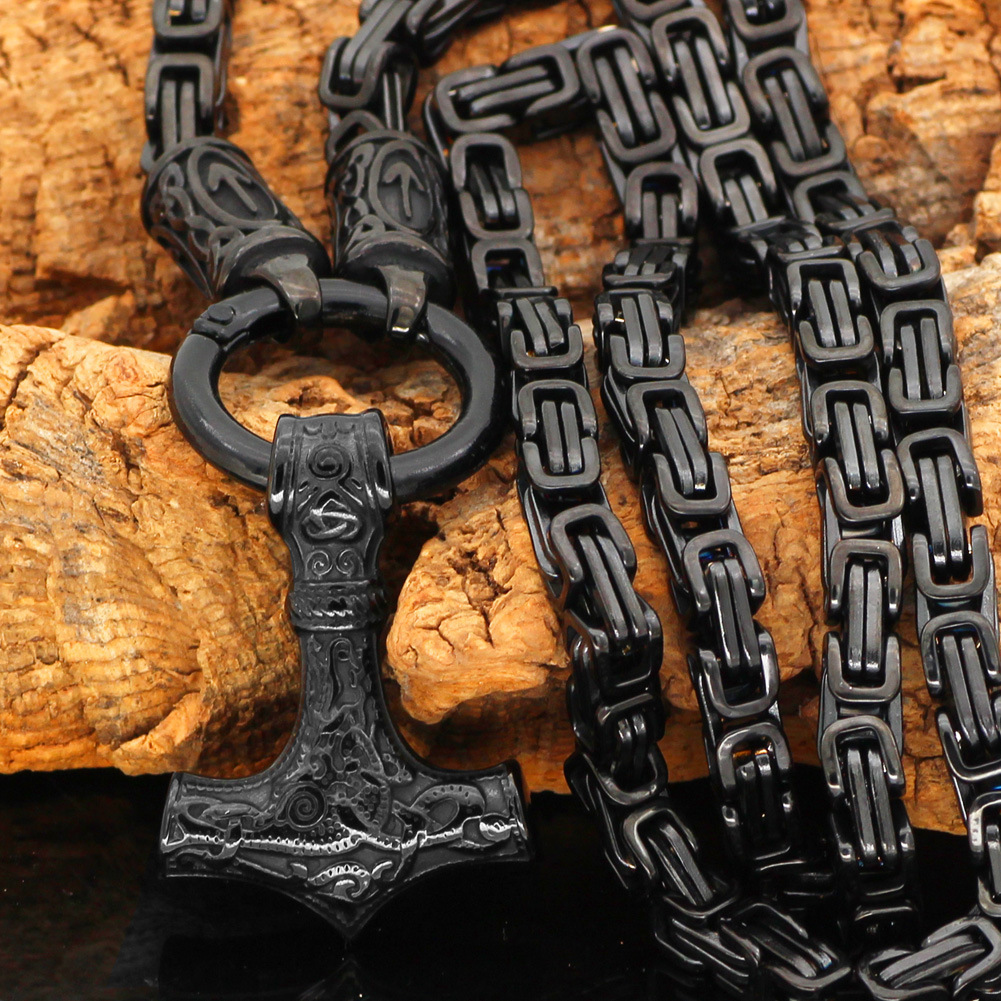 Viking Rune Hammer Pendant Necklace Emperor Chain Jewelry - Image 4