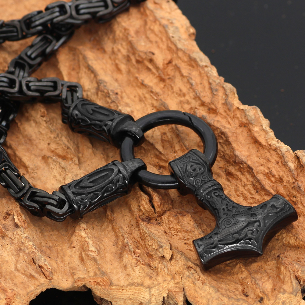 Viking Rune Hammer Pendant Necklace Emperor Chain Jewelry - Image 3