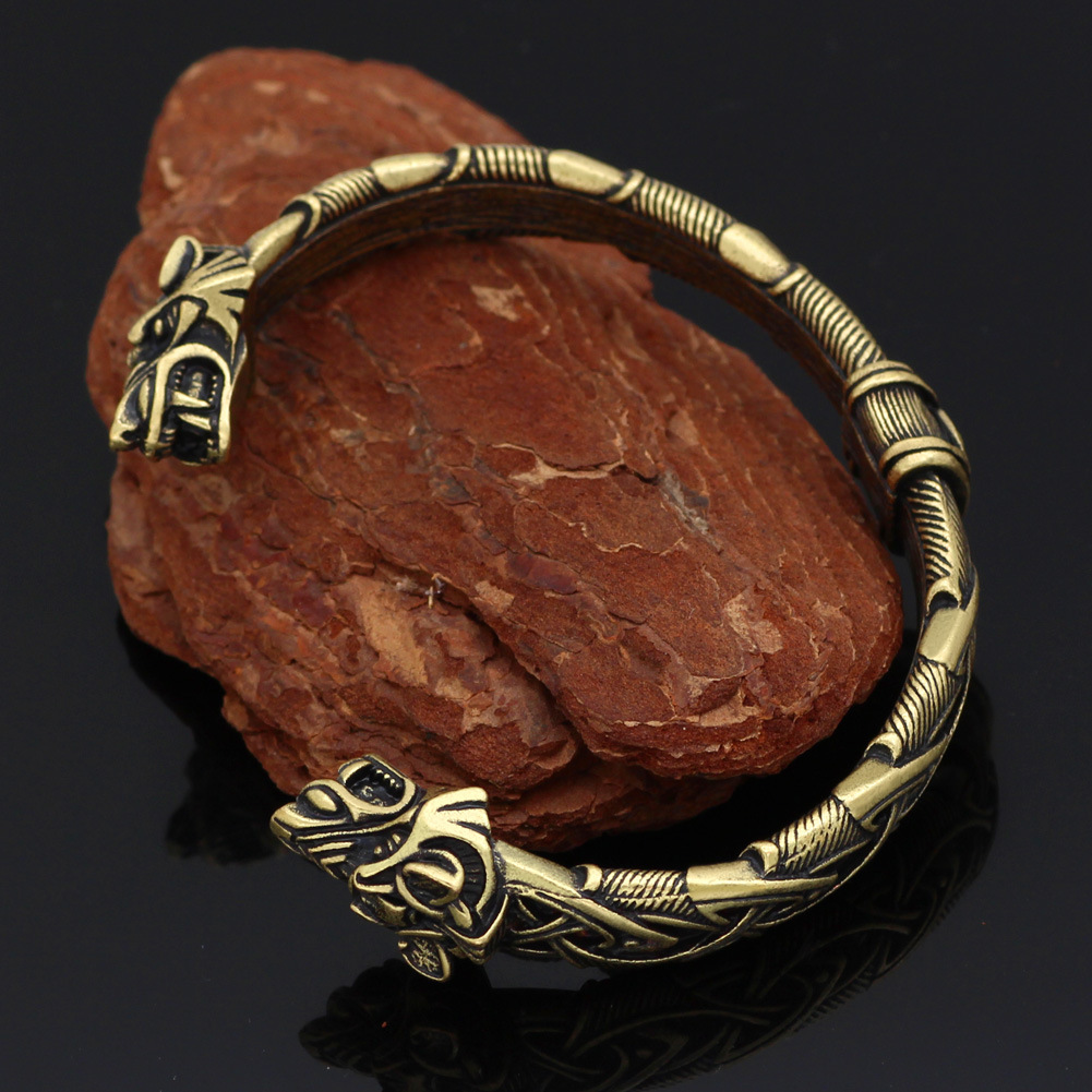 New Viking Men's Nordic Double Headed Dragon Open Bracelet - Image 6