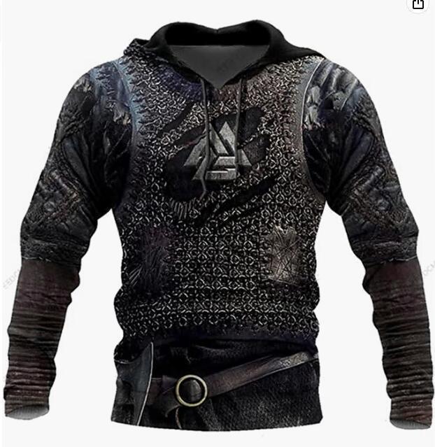 Spring And Autumn 3D Sweater Viking Warrior Printed Street Fashion Hoodie Men's Clothing - Image 7