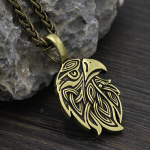 Viking Double Sided Three Dimensional Eagle Amulet Necklace Pendant