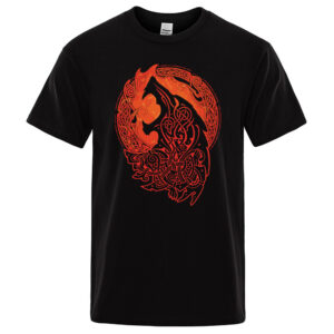 Norse Mythology Vikings Fenrir Wolf T Shirt For Male Quality