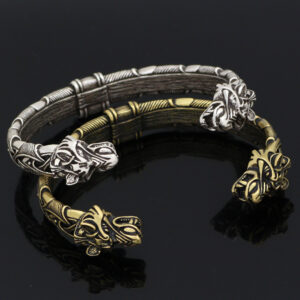 New Viking Men’s Nordic Double Headed Dragon Open Bracelet