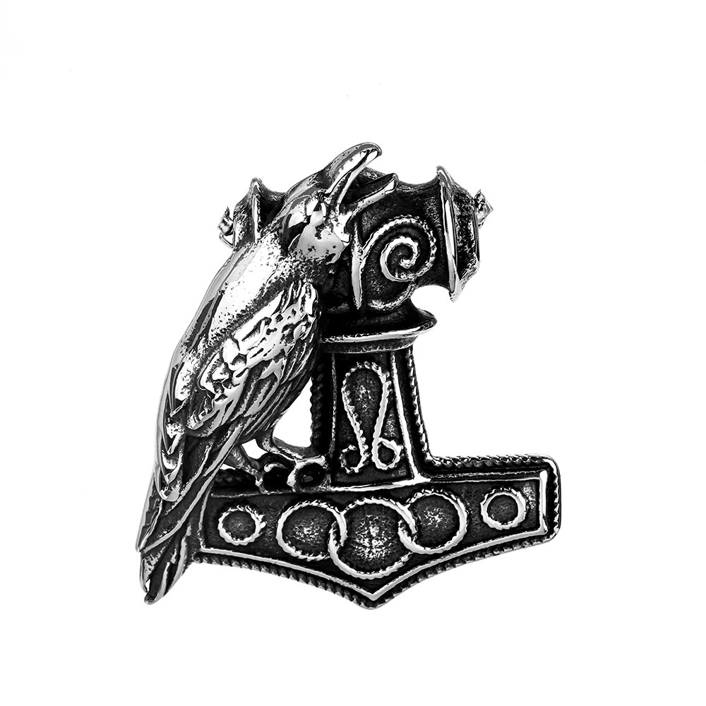 Retro Stainless Steel Men's Pendant Viking Crow Quake - Image 9