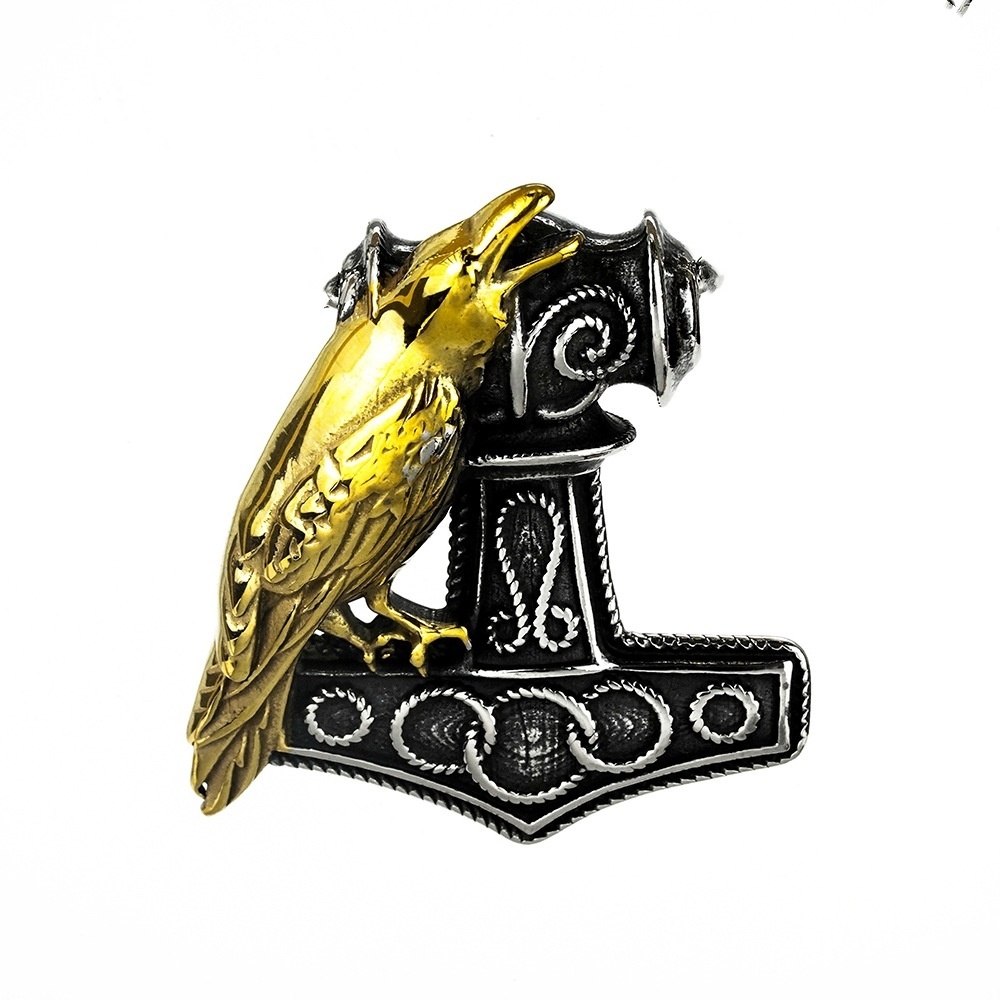 Retro Stainless Steel Men's Pendant Viking Crow Quake - Image 8