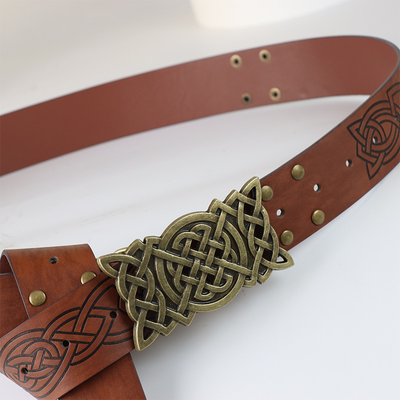 Viking Style Skateboard Buckle Embossed Rivet Belt - Image 9