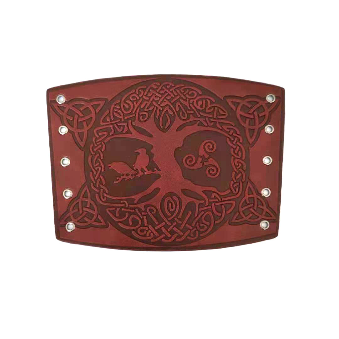 Retro Medieval Punk Viking Lucky Tree Leather Wristband - Image 3
