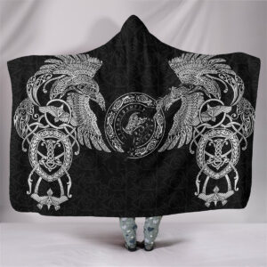 Viking Rune Series Yellow Fleece Hooded Blanket