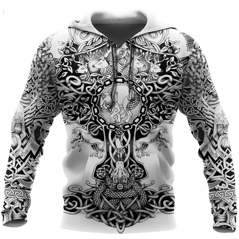Spring And Autumn Fashion 3D Sweater Viking Warrior Printing - Image 5