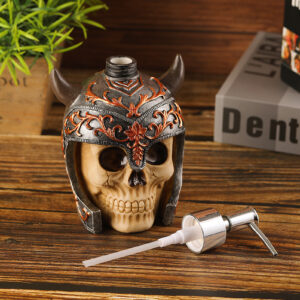 Retro Viking Skull Resin Liquid Dispensing Bottle