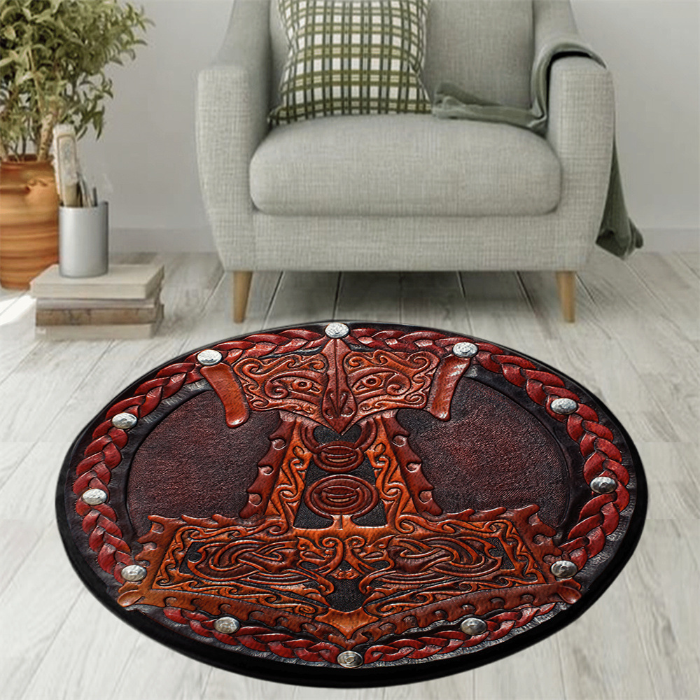 Flannel Carpet Viking Pirate Printed Round Floor Mat - Image 5