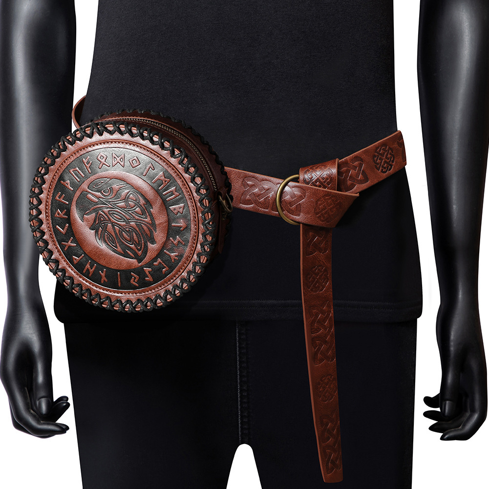 Viking Belt Woven Coin Purse Knight Retro Embossing Waist Bag - Image 3